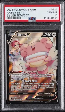 2022 POKEMON SWORD & SHIELD SILVER TEMPEST #TG22 FULL ART/BLISSEY V PSA 10 - Image 1