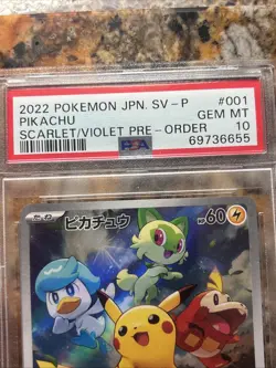 Pikachu 001/SV-P SV Scarlet/Violet Pre Order Promo Japanese Pokemon Card PSA 10 - Image 2