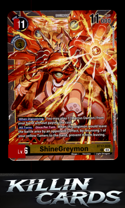 ShineGreymon BT17-039 R Rare Secret Crisis Digimon Card Game Card NM - Image 1