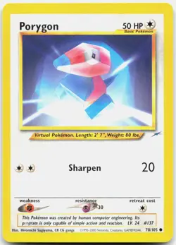 Pokemon TCG Porygon Neo Destiny Common 078/105 Unlimited - Image 1