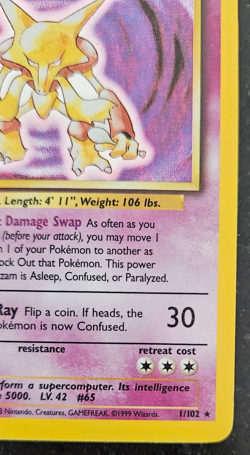 Alakazam 001/102 Base Set Holo - Pokemon TCG - LP - Image 5
