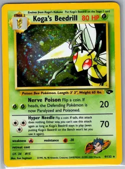 Koga's Beedrill 9/132 Holo Gym Challenge - Pokemon Card - NM - Image 1