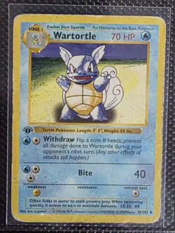 Pokemon Wartortle 1st Edition Shadowless Base Set Card 42/102 Potential PSA 1!!! - Image 1