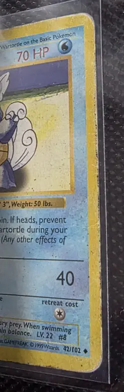 Pokemon Wartortle 1st Edition Shadowless Base Set Card 42/102 Potential PSA 1!!! - Image 3