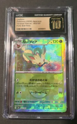 Pokemon TCG Leafeon Poke Ball Holo 002/187 Jap. Terastal Fest ex CGC Pristine 10 - Image 1