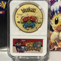 4x Pokemon Slabbed Coins By WORTH COLLECTION Charizard Blastoise Celebi Censure - Image 5