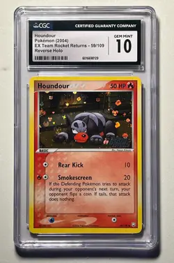 2004 Pokemon Team Rocket Returns-HOUNDOUR #59 Reverse Holo- POP 10- CGC 10 - Image 2
