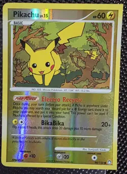 SQUARE CUT ERROR Pikachu 94/123 Mysterious Treasures Reverse Holo Pokemon TCG - Image 1