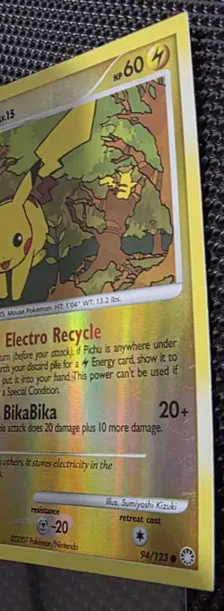 SQUARE CUT ERROR Pikachu 94/123 Mysterious Treasures Reverse Holo Pokemon TCG - Image 3