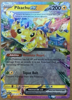 Pikachu ex 057/217 Sv08: Surging Sparks Double Rare Full Art Holo HP 200 EN - Image 1