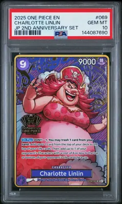 2025 ONE PIECE JAPANESE 2ND ANNIVERSARY SET #069 CHARLOTTE LINLIN PSA 10 - Image 1