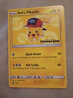 TCG Pokemon LP Ash's Pikachu SM111 Promo Card - Image 1