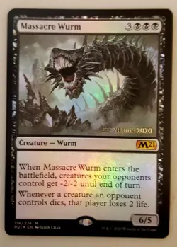 1x Massacre Wurm Prerelease FOIL Core Set 2021 M21 MTG Magic the Gathering NM - Image 1