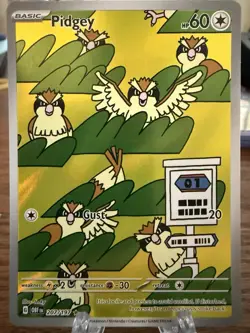 Pokemon Pidgey 207/197 SV03 Obsidian Flames Illustration Rare Full Art Holo EN - Image 1