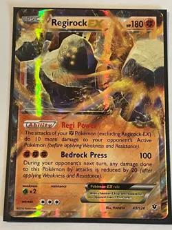 REGIROCK EX 43/124 HOLO EX RARE FATES COLLIDE POKEMON HOLO NM/M - Image 1
