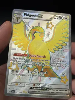 Pokemon TCG Shiny Pidgeot EX 221/091 Scarlet Violet Paldean Fates - NM - Image 3