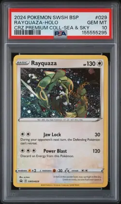 Pokemon Rayquaza Crown Zenith Premium Coll. Sea & Sky Holo Promo SWSH029 PSA 10 - Image 1