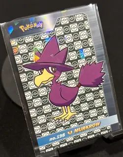 Rare Pokemon Shiny Full Art #198 Murkrow Low Pop Cracked Ice Holo - Image 1