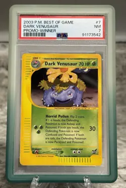 2003 POKEMON BEST OF GAME PROMO WINNER #7 DARK VENUSAUR PSA 7 + FREE GUARD - Image 1