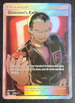 Giovanni's Exile (Full Art) 67/68 Hidden Fates Holo Pokemon - Image 1