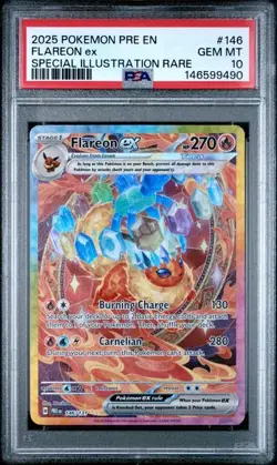 2025 POKEMON PRE EN-PRISMATIC EVOLUTIONS #146 FLAREON ex PSA 10 (Q490 - Image 1