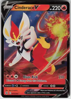 Cinderace V 043/264 Holo V Rare Fusion Strike Pokemon Near Mint - Image 3
