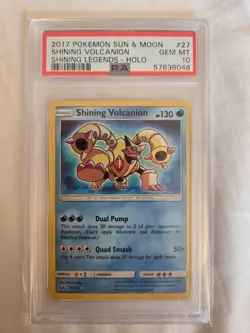 2017 Pokemon S&M Shining Legends #27 Shining Volcanion Holo PSA 10 Gem Mint - Image 1