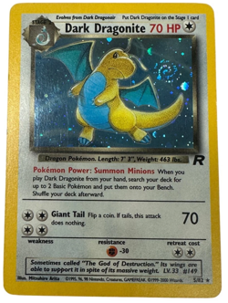 Dark Dragonite 5/82 Team Rocket Pokemon Card WOTC Holo Near Mint Huge Swirl - Image 1