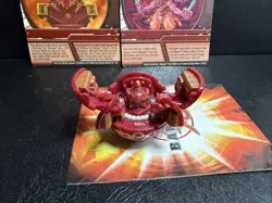 Bakugan Pyrus 520G B2 Fortress Figure Battle Brawlers W/2 Cards RARE - Image 2