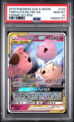 2019 POKEMON SUN & MOON COSMIC ECLIPSE TOGEPI & CLEFFA & IGGLYBUFF GX PSA 10 - Image 1