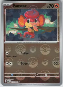 Pansear (Poke Ball Pattern) 014/086 Common White Flare Pokemon Near Mint - Image 1
