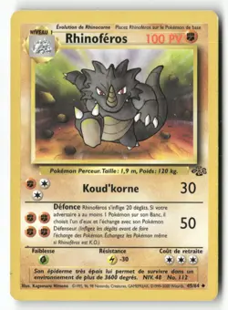 FRENCH Rhydon 45/64 Uncommon Jungle Pokemon Unlimited Heavily Played - Image 1