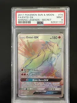Pokemon Entei GX (Secret) 74/73 Shining Legends Holo PSA 9 - Image 1