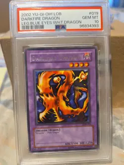 2002 Yu-gi-oh Darkfire Dragon LOB019 Leg Blue Eyes Wht. Dragon PSA 10 - Image 1