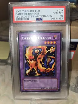 2002 Yu-gi-oh Darkfire Dragon LOB019 Leg Blue Eyes Wht. Dragon PSA 10 - Image 3