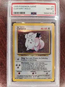 Clefairy Base Set Holo Pokemon Card WOTC Near Mint PSA 8 - Image 1