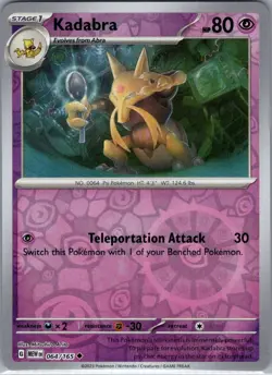 Kadabra 064/165 Reverse Holo SV: Scarlet & Violet 151 - Pokemon Card - NM - Image 1