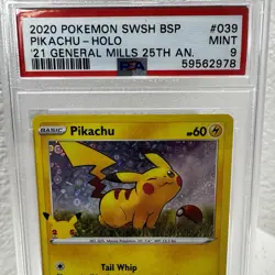 2020 Pokemon Promo General Mills 25th Anniversary #039 Pikachu HOLO - PSA 9 Mint - Image 2