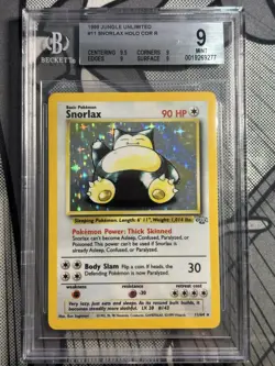 Pokemon Snorlax Jungle Unlimited Holo Rare #11 BGS 9 Mint - Image 1