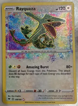 Pokemon TCG Rayquaza Vivid Voltage 138/185 Holo Amazing Rare - Image 1