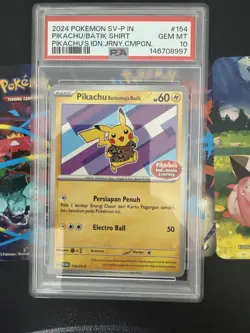 Pokemon PSA 10 Pikachu Berkemeja Batik 154/SV-P Indonesia Journey Promo - Image 1