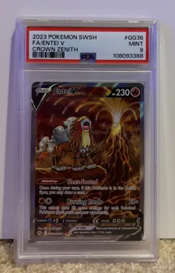 Pokemon Sword & Shield: Crown Zenith Entei V #GG36 PSA 9 Galarian Gallery MINT - Image 1