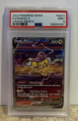 Pokemon Sword & Shield: Crown Zenith Galarian Gallery Raikou V #GG41 PSA 9 MINT - Image 1