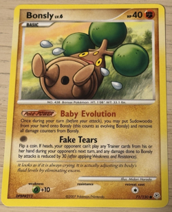 Pokemon Bonsly 71/130 Diamond & Pearl Regular Common 40 HP Basic English - Image 1