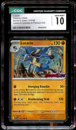 CGC 10 GEM MINT Lucario 114/198 SCARLET & VIOLET STAMPED HOLO Pokemon Card 157 - Image 2