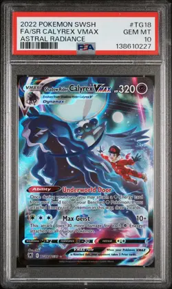 POKEMON SWORD & SHIELD ASTRAL RADIANCE FULL ART/SHADOW RIDER CALYREX VMAX PSA 10 - Image 1