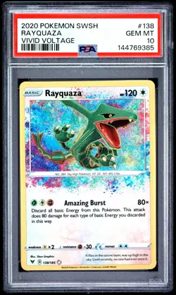 2020 POKEMON SWORD & SHIELD VIVID VOLTAGE #138 RAYQUAZA PSA 10 - Image 1