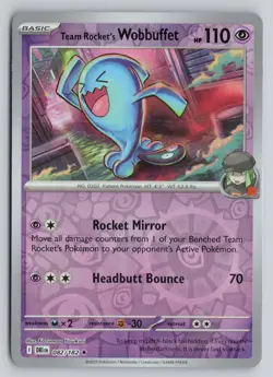 TEAM ROCKET'S WOBBUFFET 082/182 RARE DESTINED RIVALS POKEMON REVERSE HOLO NM - Image 1