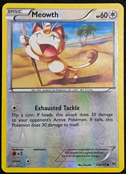Meowth 114/162 XY Breakthrough | Reverse Holo | LP | Pokemon Trading Card TCG - Image 1