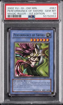 2002 YU-GI-OH! MRL-MAGIC RULER 1ST EDITION #067 PERFORMANCE OF SWORD PSA 10 - Image 1